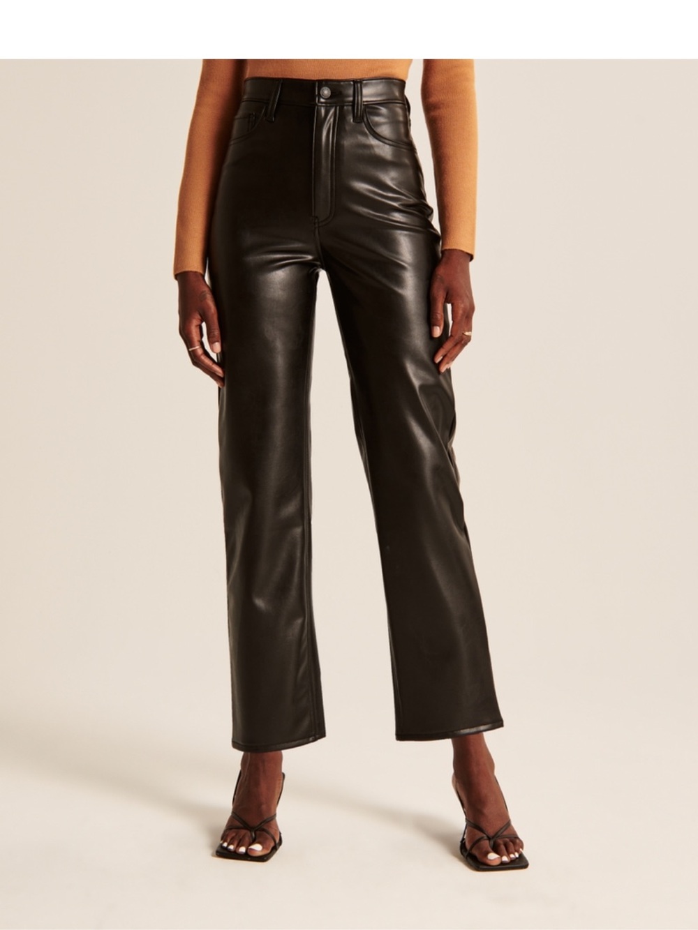 Abercrombie & Fitch Vegan Leather Ankle Straight Ultra High Rise PantsCurve Love